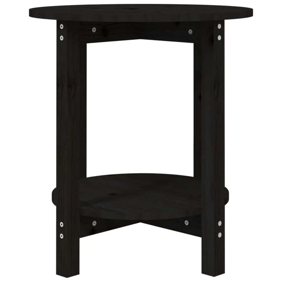 Table basse Noir Ø 55x60 cm Bois massif de pin - 5