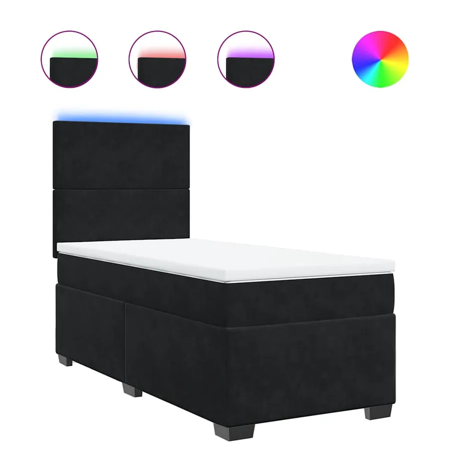Sommier à lattes de lit avec matelas Noir 100x200 cm Velours - 2