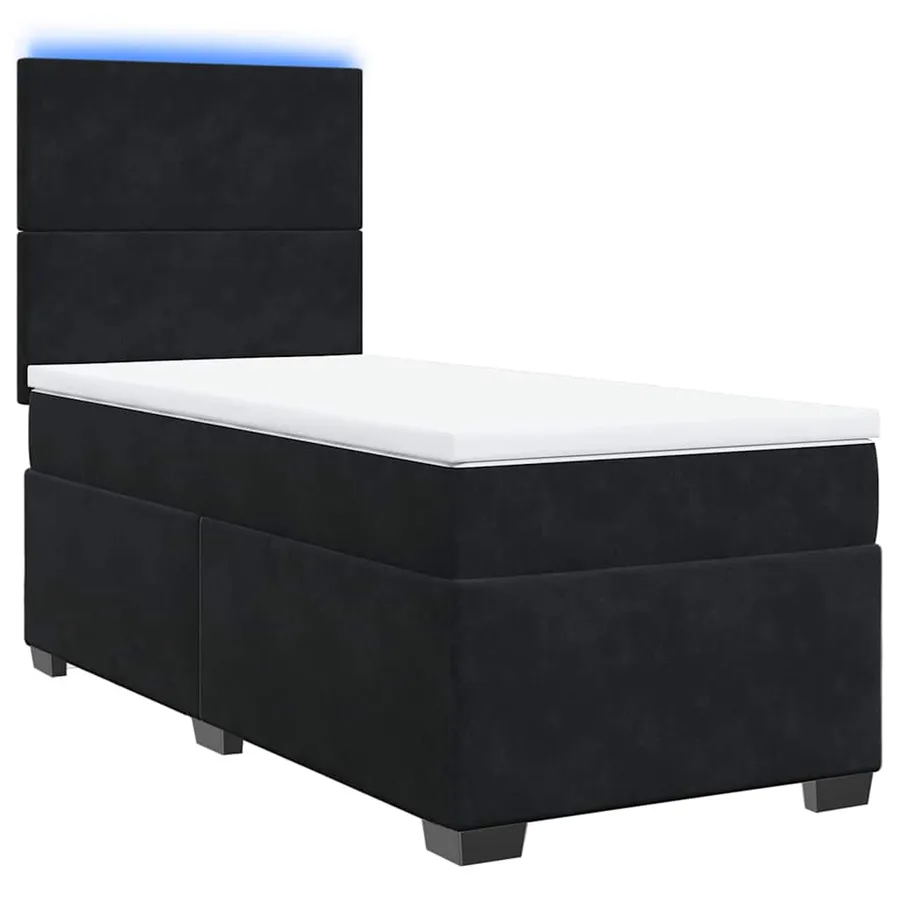 Sommier à lattes de lit avec matelas Noir 100x200 cm Velours - 3