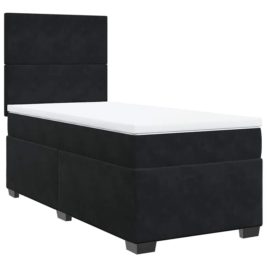 Sommier à lattes de lit avec matelas Noir 100x200 cm Velours - 6