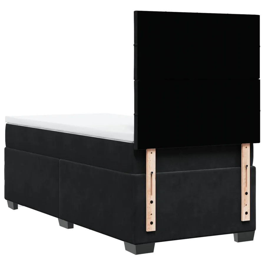 Sommier à lattes de lit avec matelas Noir 100x200 cm Velours - 10