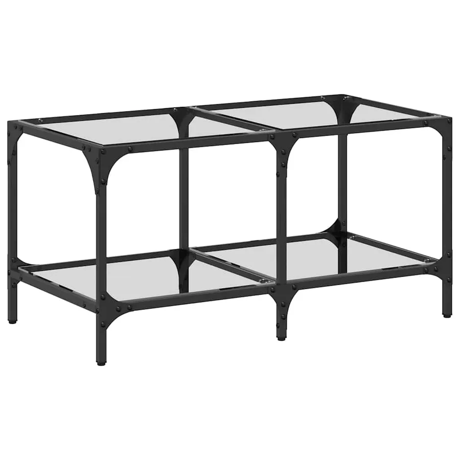 Table basse avec dessus en verre transparent 78,5x40x40cm acier - 2
