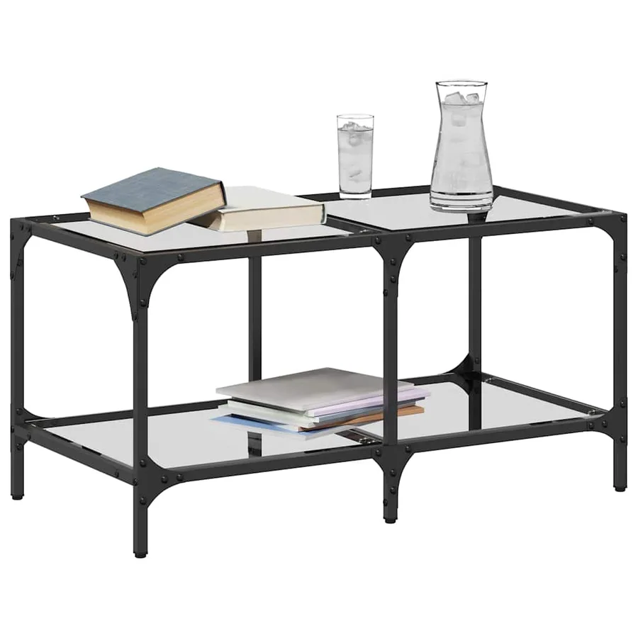 Table basse avec dessus en verre transparent 78,5x40x40cm acier - 3