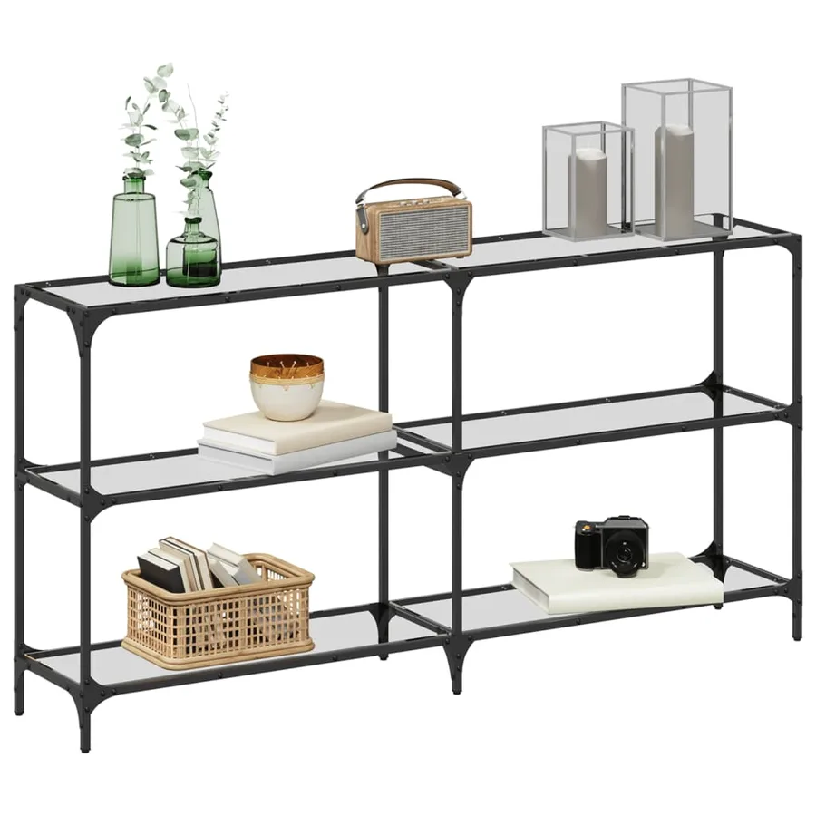 Table console avec dessus en verre transparent 158,5x30x81 cm - 3