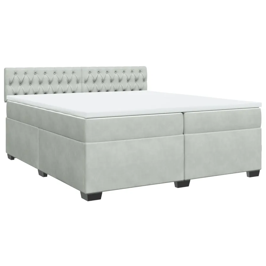 Sommier à lattes de lit et matelas Gris clair 200x200cm Velours - 2