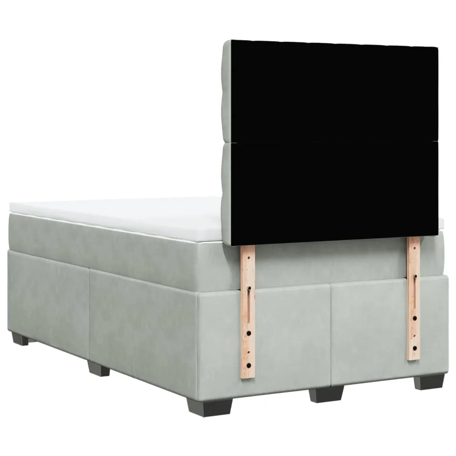 Sommier à lattes de lit et matelas gris clair 120x190cm velours - 12