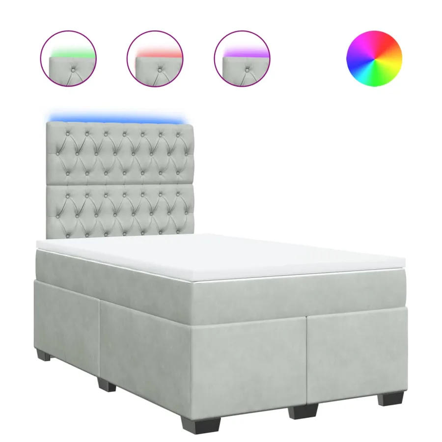 Sommier à lattes de lit et matelas gris clair 120x190cm velours - 2