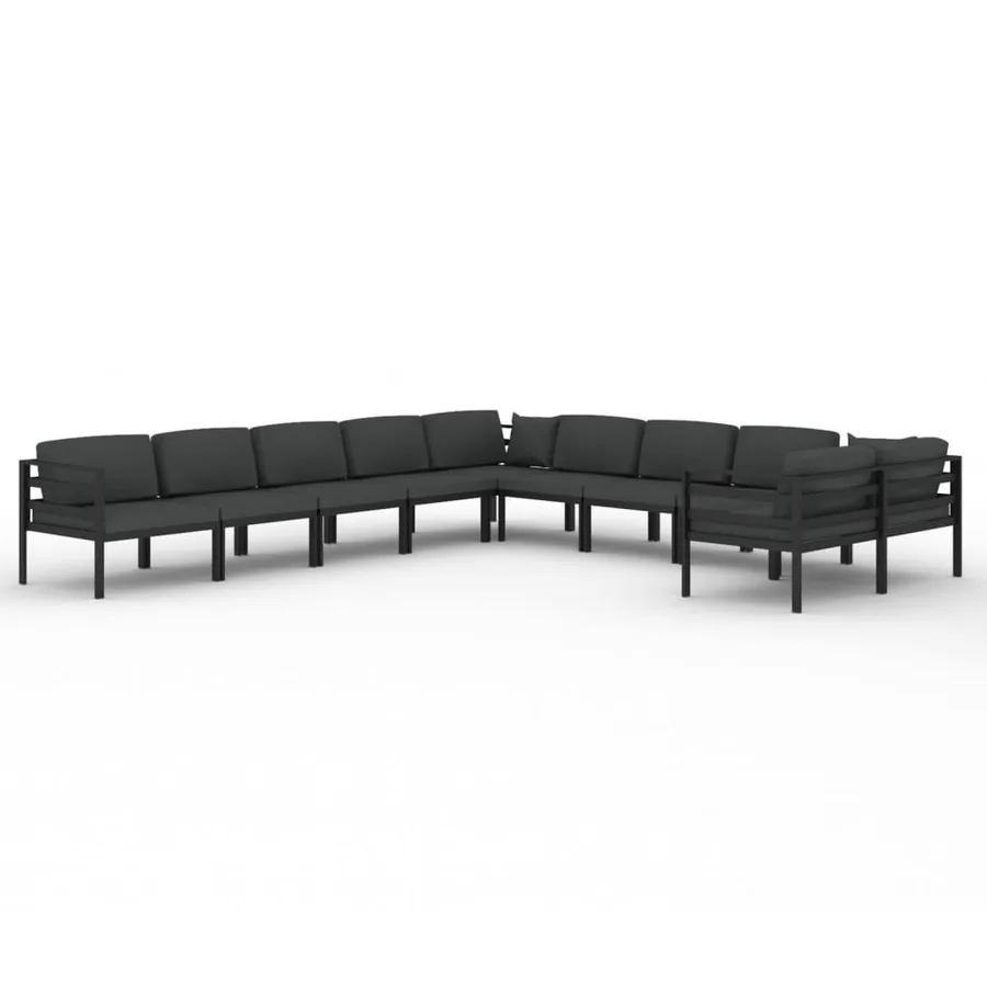 Salon de jardin 10 pcs avec coussins Aluminium Anthracite - 2