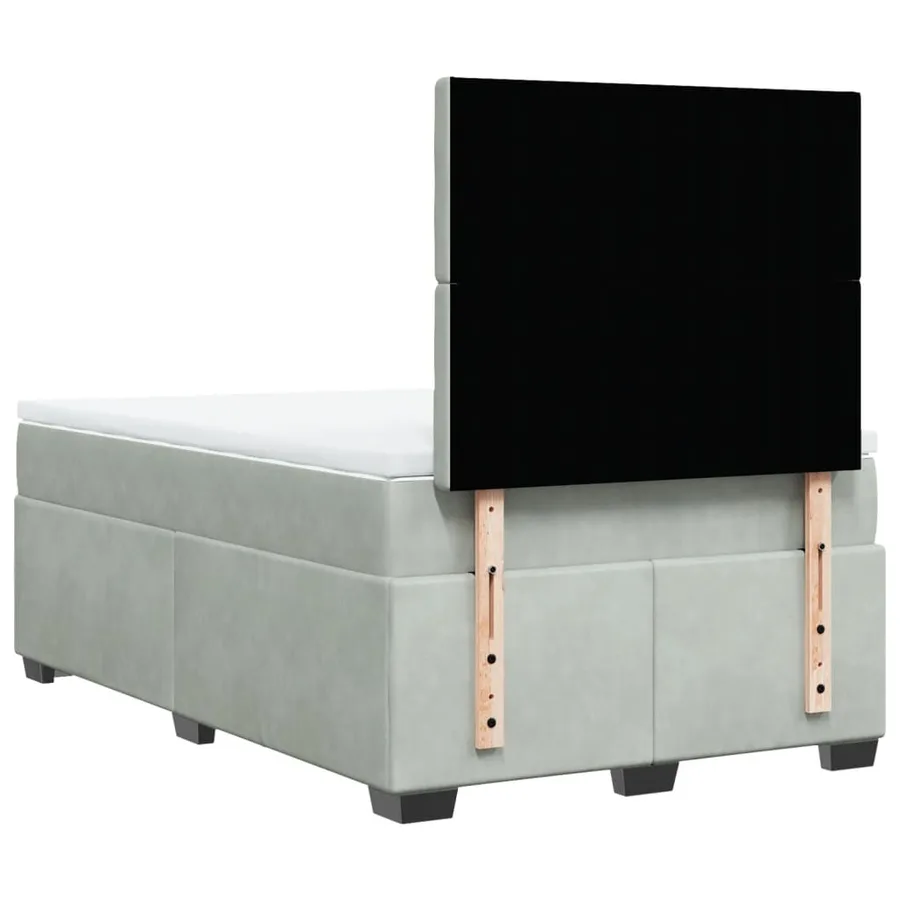 Sommier à lattes de lit et matelas gris clair 120x190cm velours - 12