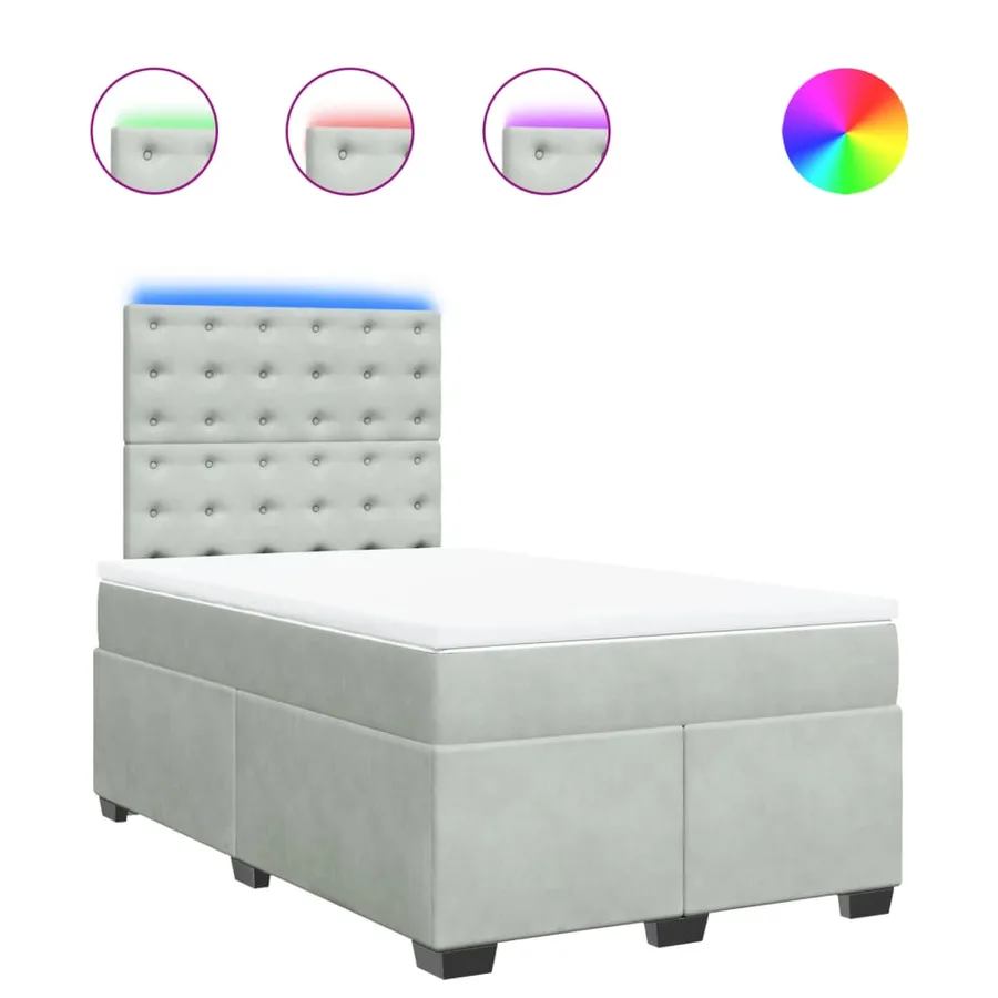Sommier à lattes de lit et matelas gris clair 120x190cm velours - 2