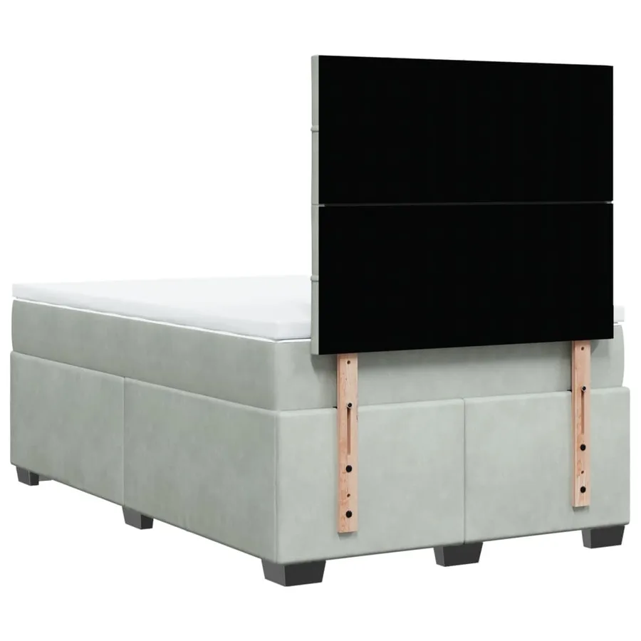 Sommier à lattes de lit et matelas gris clair 120x190cm velours - 12