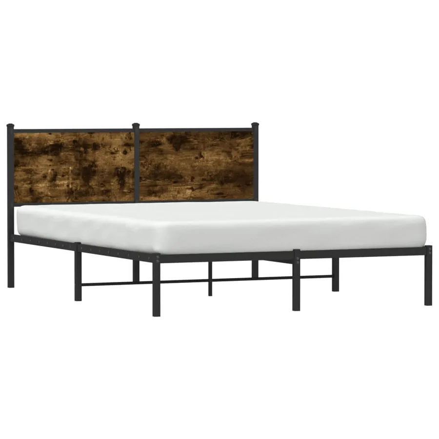 Cadre de lit en métal sans matelas chêne fumé 140x190 cm - 4
