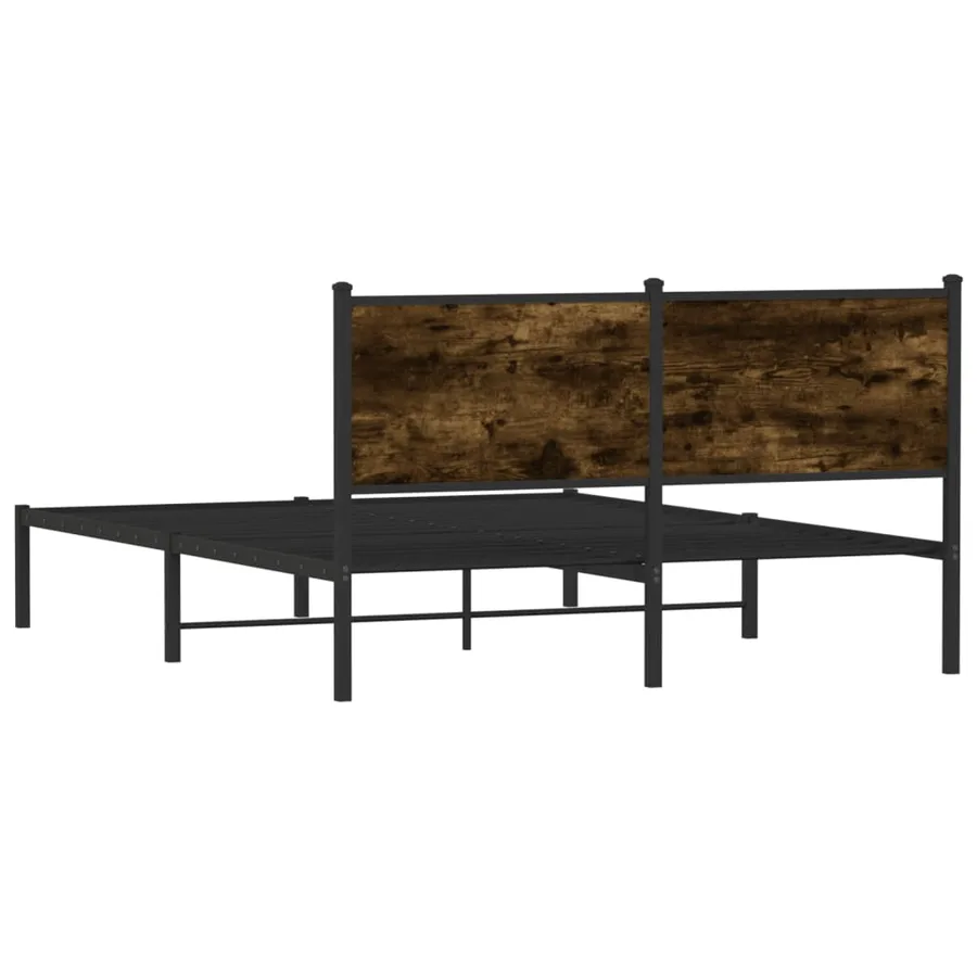Cadre de lit en métal sans matelas chêne fumé 140x190 cm - 7