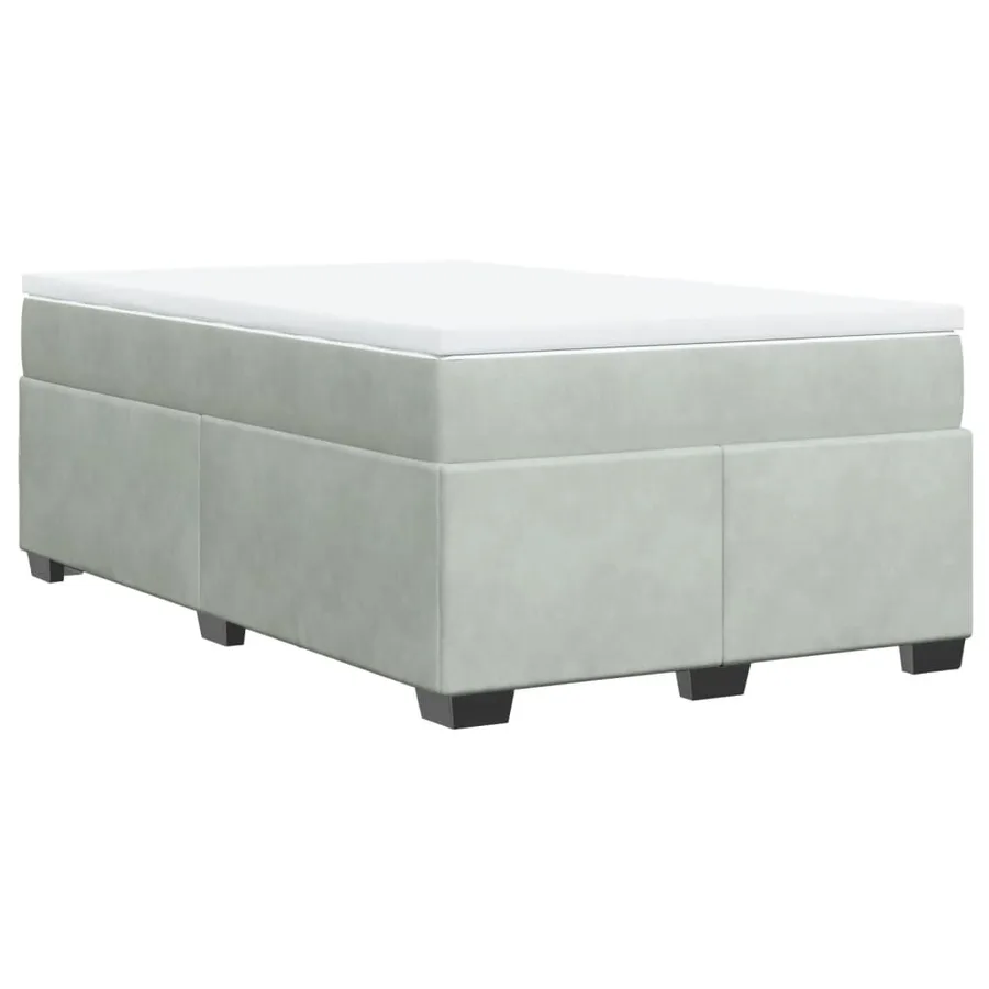 Sommier à lattes de lit et matelas gris clair 120x190cm velours - 9