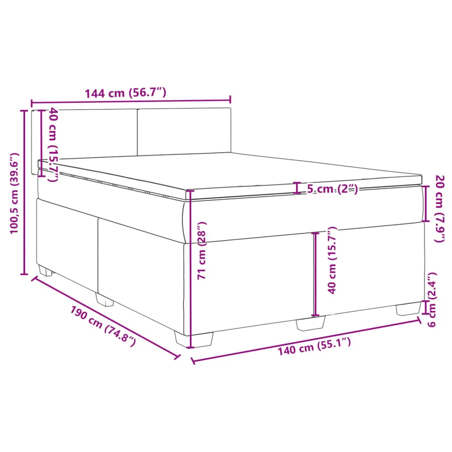 Sommier à lattes de lit avec matelas Rose 140x190 cm Velours - 18