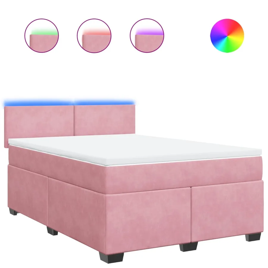 Sommier à lattes de lit avec matelas Rose 140x190 cm Velours - 2