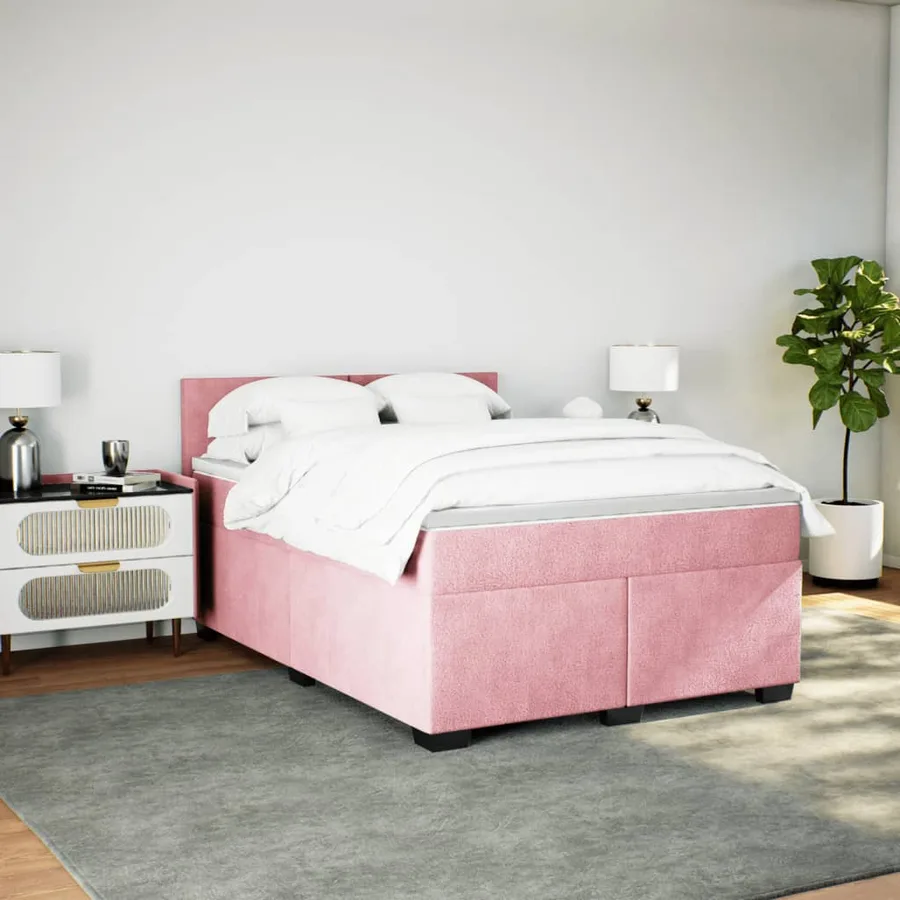 Sommier à lattes de lit avec matelas Rose 140x190 cm Velours - 4