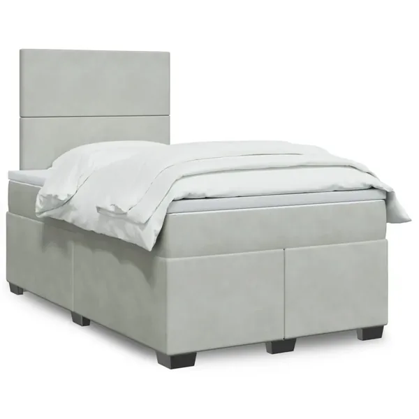 Sommier à lattes de lit et matelas Gris clair 120x200cm Velours