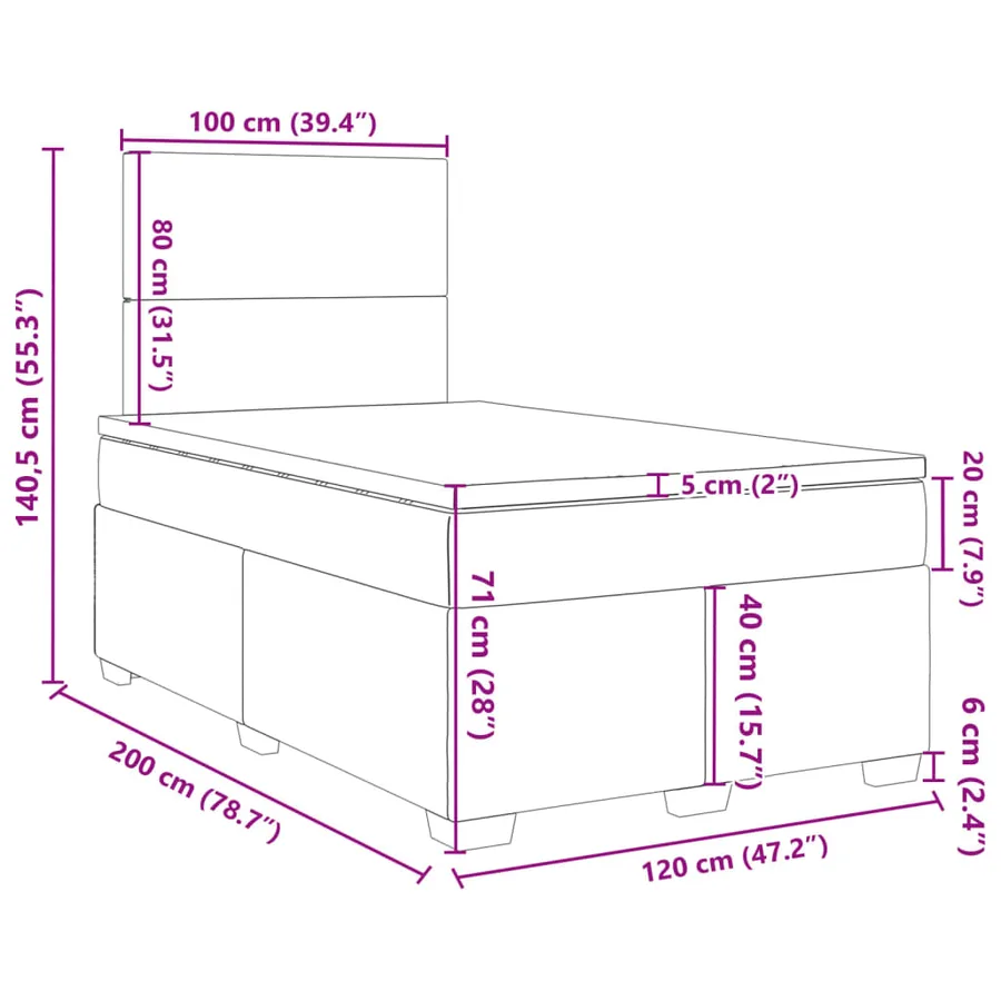 Sommier à lattes de lit et matelas Gris clair 120x200cm Velours - 13