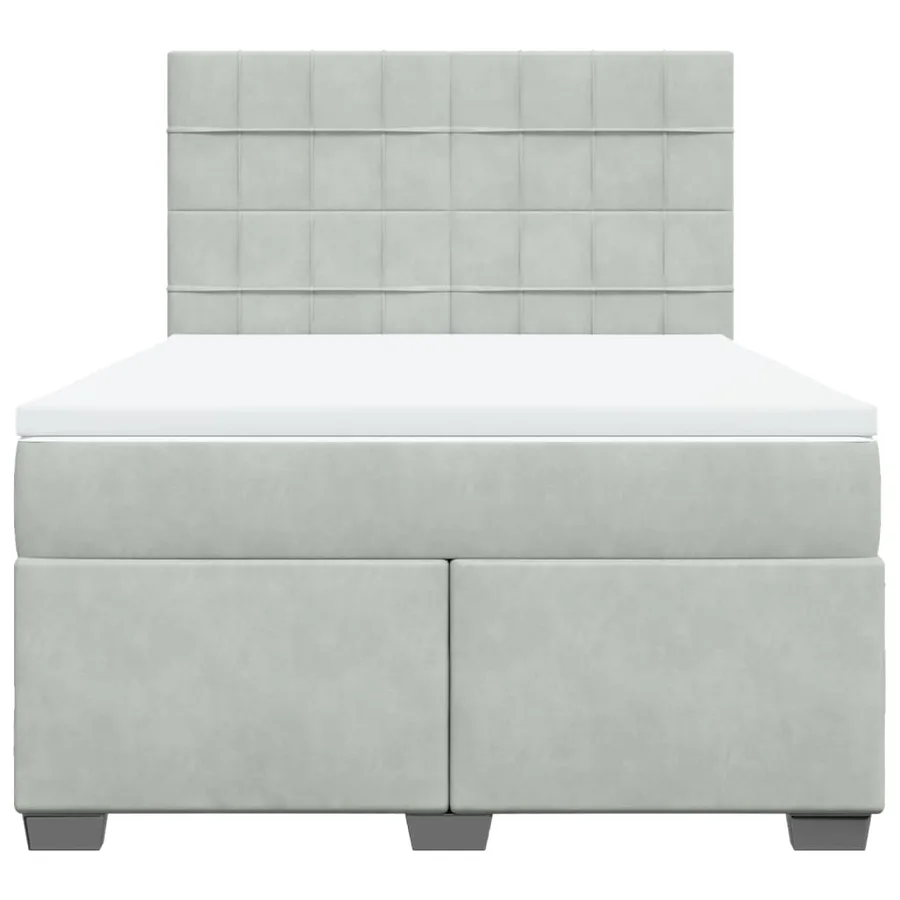 Sommier à lattes de lit et matelas Gris clair 140x190cm Velours - 4