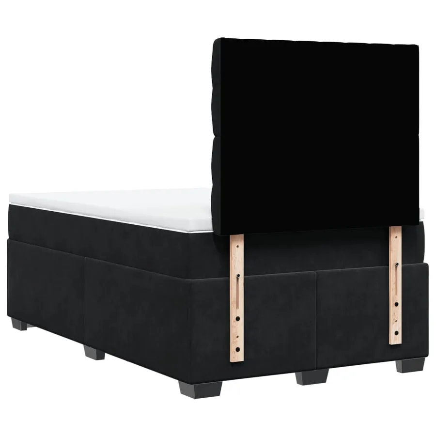Sommier à lattes de lit avec matelas noir 120x190 cm velours - 12