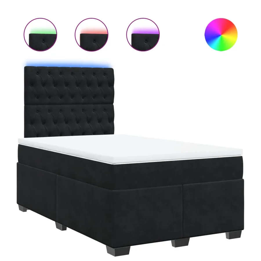 Sommier à lattes de lit avec matelas noir 120x190 cm velours - 2