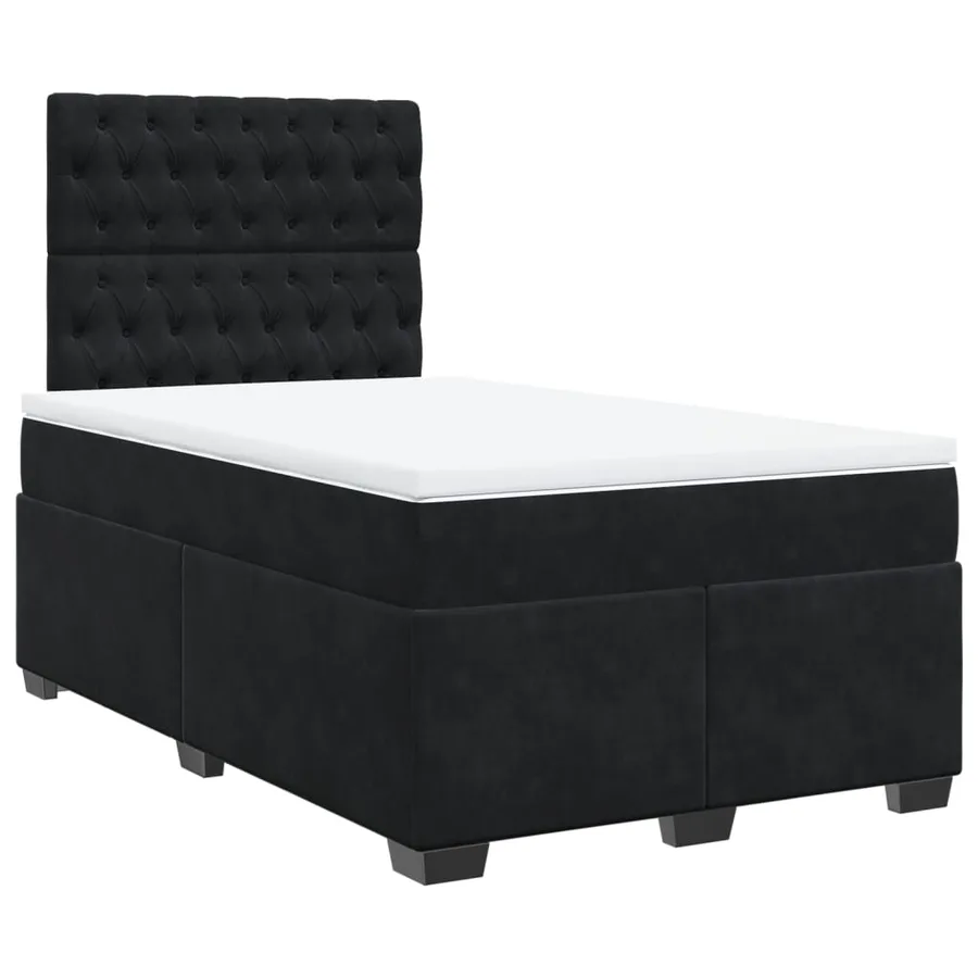 Sommier à lattes de lit avec matelas noir 120x190 cm velours - 3