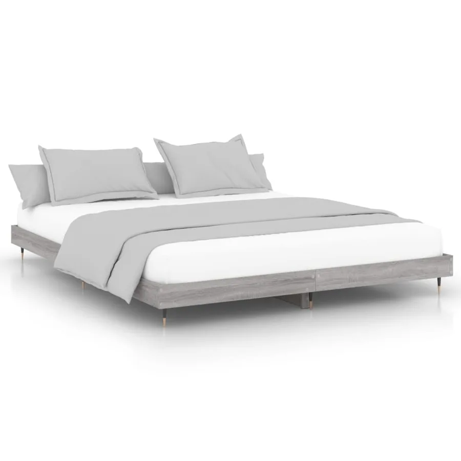 Cadre de lit sans matelas sonoma gris 200x200 cm - 2