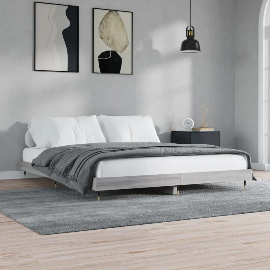 Cadre de lit sans matelas sonoma gris 200x200 cm - 3
