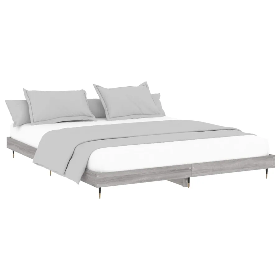 Cadre de lit sans matelas sonoma gris 200x200 cm - 4
