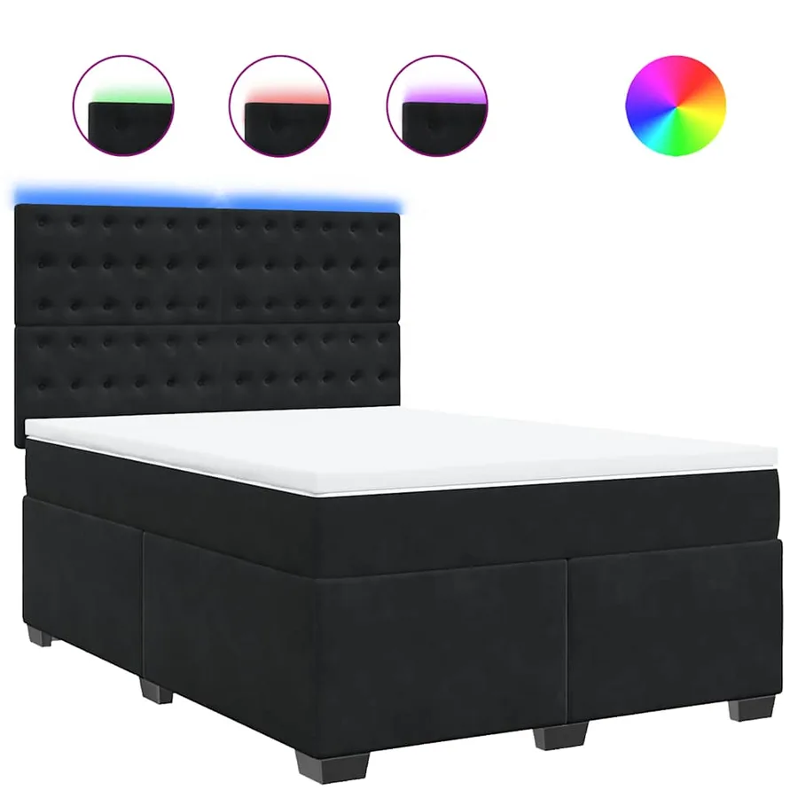 Sommier à lattes de lit avec matelas Noir 140x190 cm Velours - 2