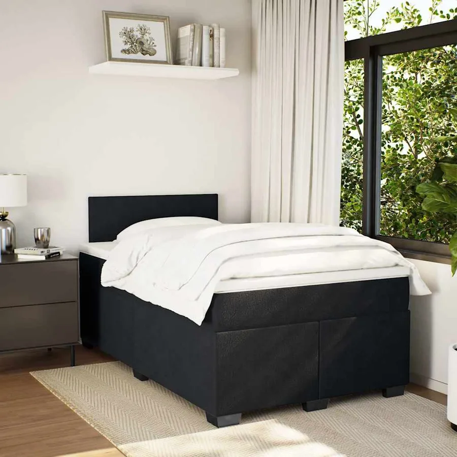 Sommier à lattes de lit avec matelas noir 120x190 cm velours - 3