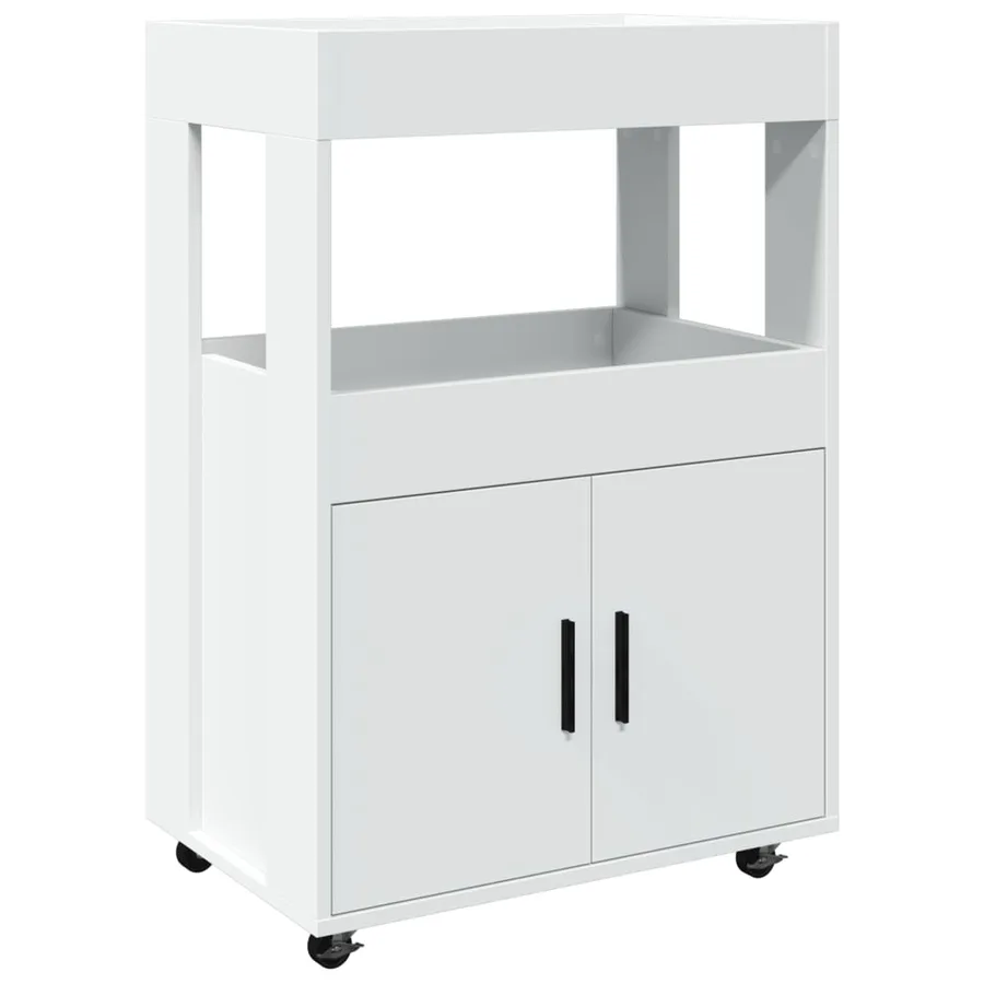 Chariot de bar blanc 60x39,5x89 cm bois d'ingénierie - 2