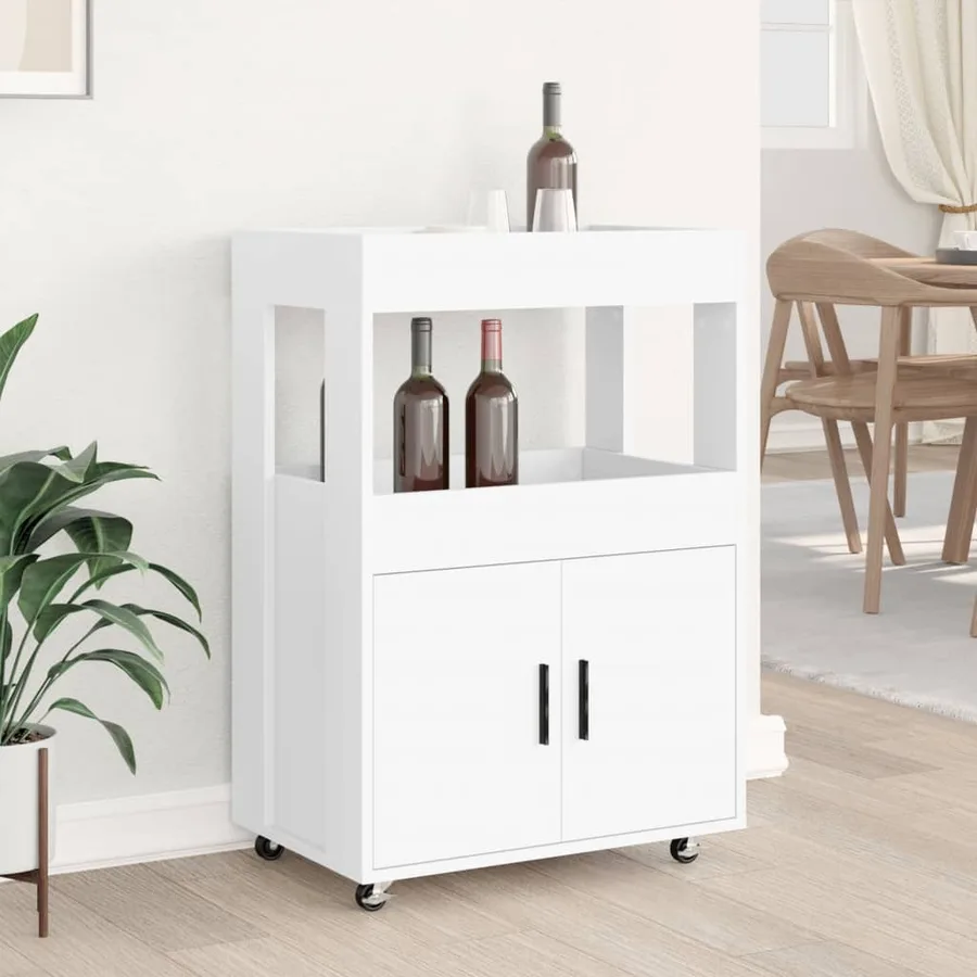 Chariot de bar blanc 60x39,5x89 cm bois d'ingénierie - 3