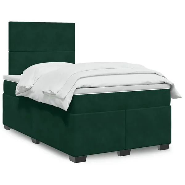 Sommier à lattes de lit et matelas Vert foncé 120x200cm Velours