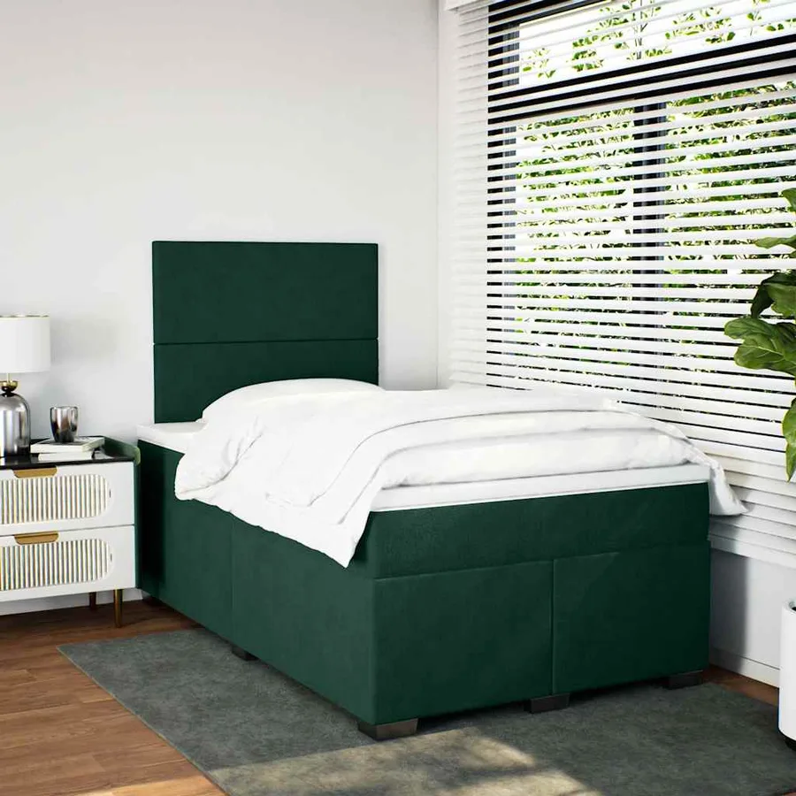 Sommier à lattes de lit et matelas Vert foncé 120x200cm Velours - 4