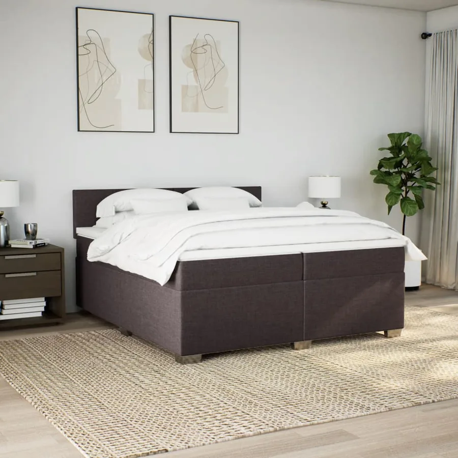 Sommier à lattes de lit avec matelas Marron foncé 200x200 cm - 4