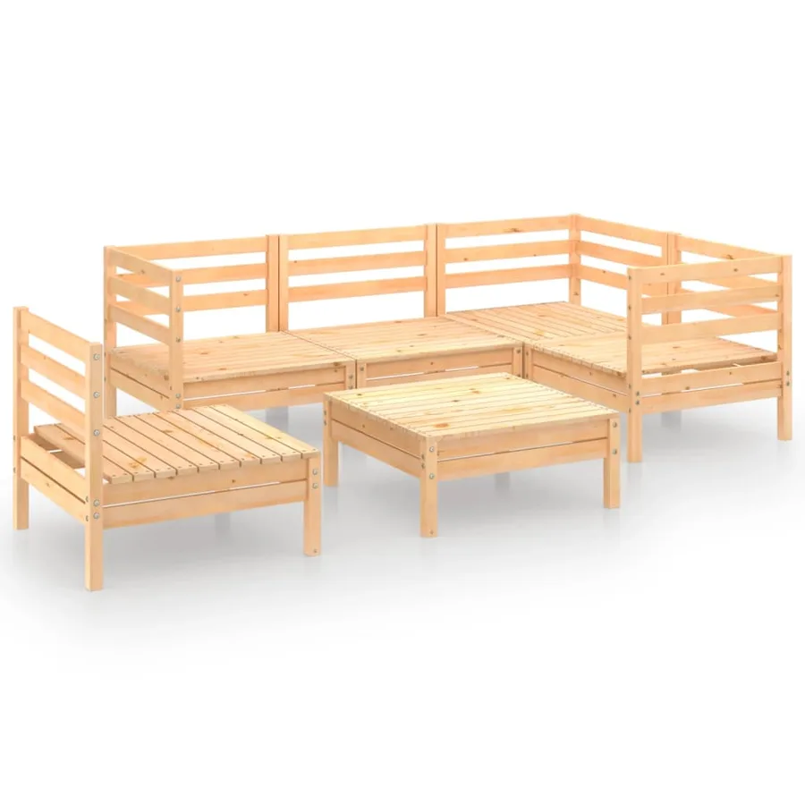 Salon de jardin 6 pcs Bois de pin massif - 2
