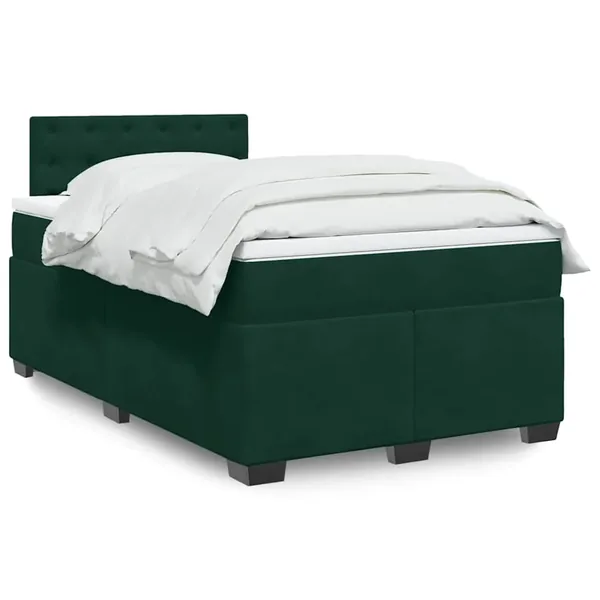 Sommier à lattes de lit et matelas Vert foncé 120x200cm Velours
