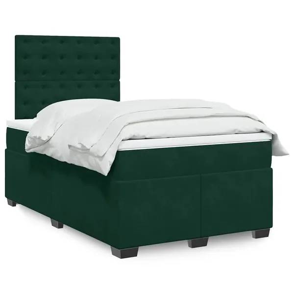 Sommier à lattes de lit et matelas Vert foncé 120x200cm Velours