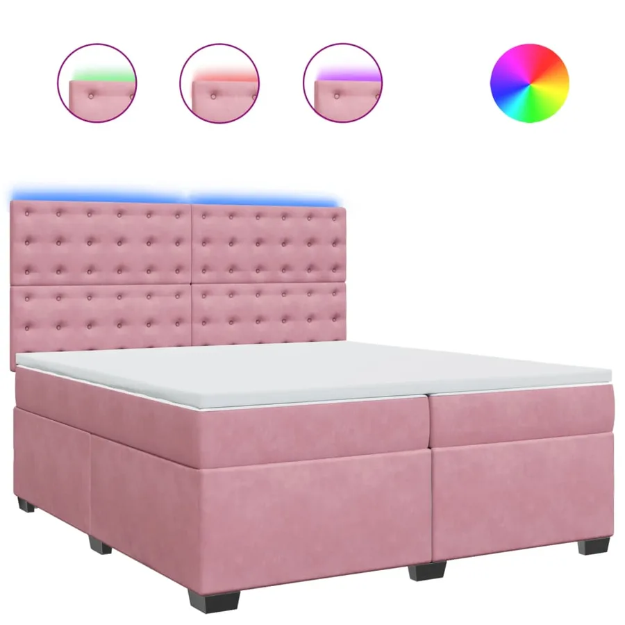 Sommier à lattes de lit avec matelas Rose 200x200 cm Velours - 2
