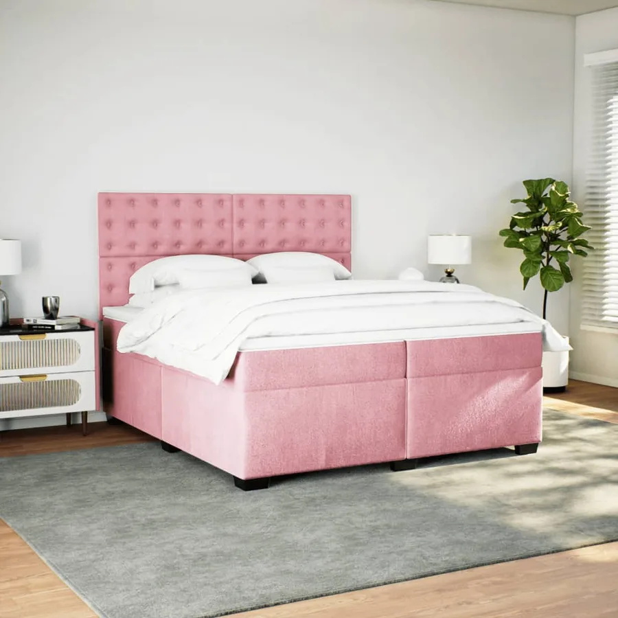 Sommier à lattes de lit avec matelas Rose 200x200 cm Velours - 5