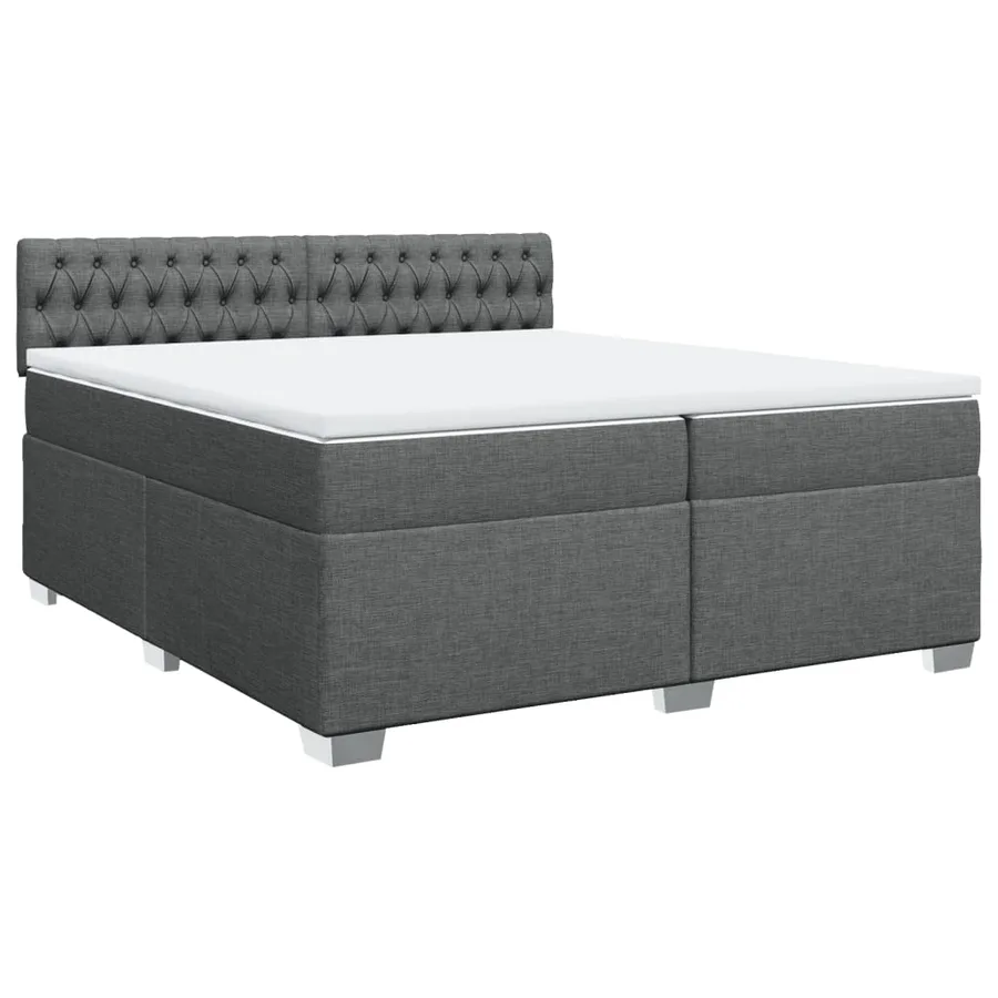 Sommier à lattes de lit avec matelas Gris foncé 200x200cm Tissu - 2