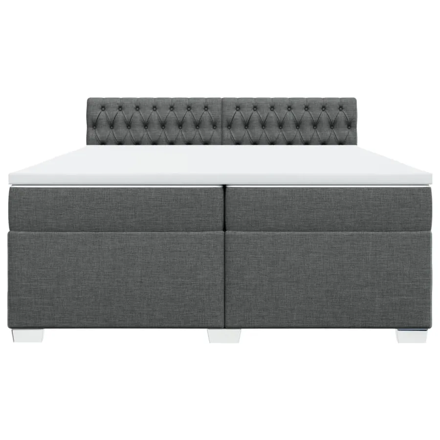 Sommier à lattes de lit avec matelas Gris foncé 200x200cm Tissu - 4