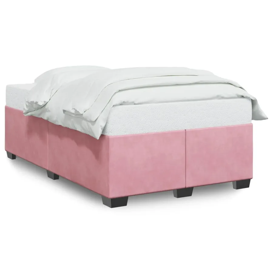 Cadre de lit sans matelas rose 120x190 cm velours - 2