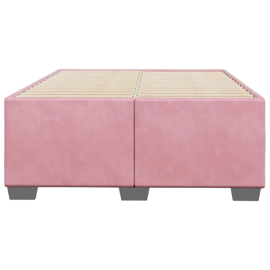 Cadre de lit sans matelas rose 120x190 cm velours - 4