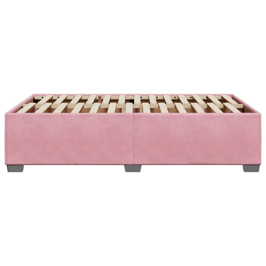 Cadre de lit sans matelas rose 120x190 cm velours - 5