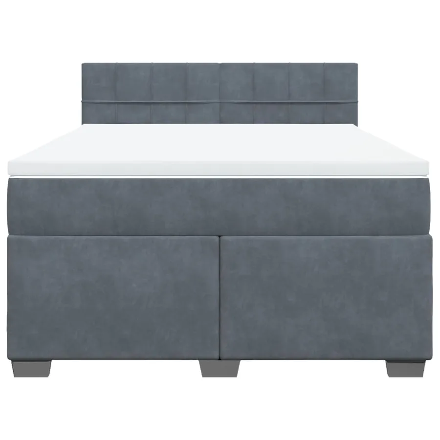 Sommier à lattes de lit et matelas Gris foncé 140x190cm Velours - 4