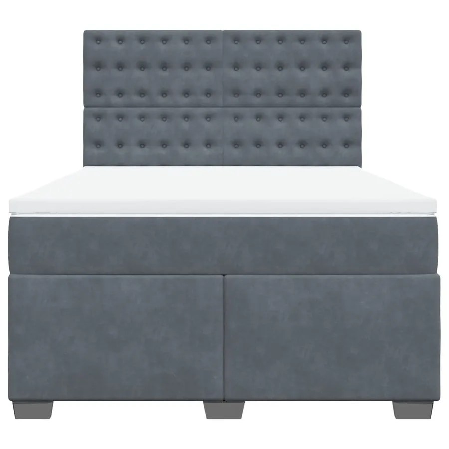 Sommier à lattes de lit et matelas Gris foncé 140x190cm Velours - 4