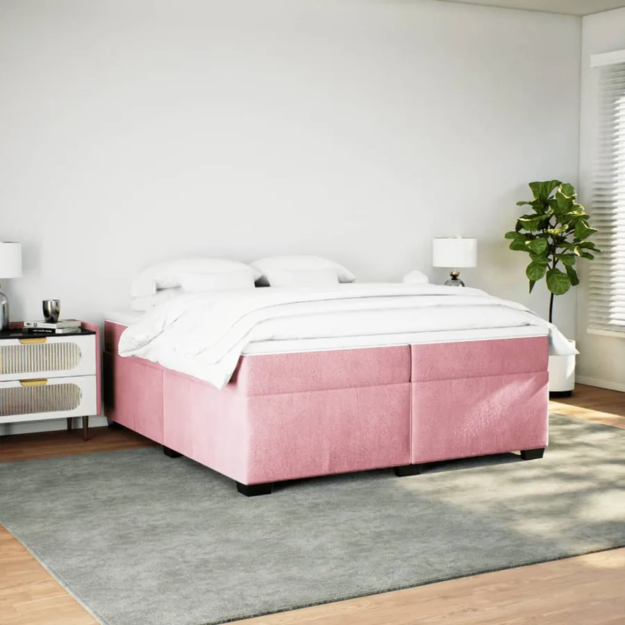 Sommier à lattes de lit avec matelas Rose 200x200 cm Velours - 3